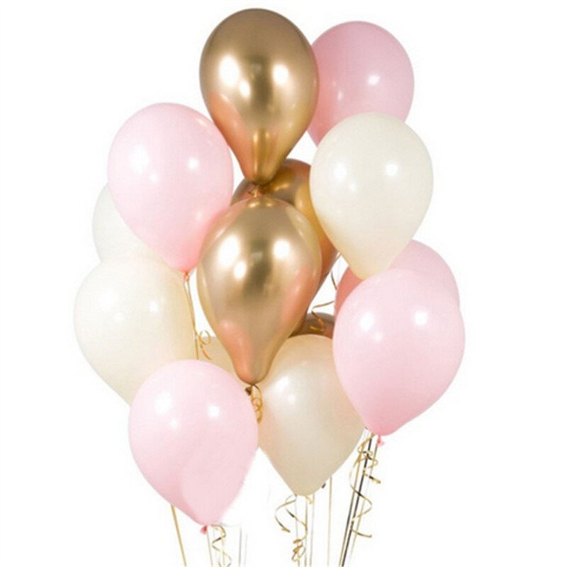 Balão rosa de látex, balão cromado vermelho quente rosa prateado, de metal, para decoração de festa de casamento e aniversário de chá de bebê