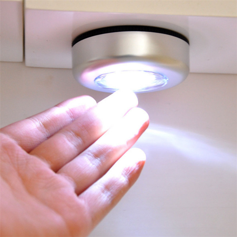 3 LED Touch Lamp Mini ABS Cordless Stick-On superficie piana luce notturna scale corridoi armadi controsoffitti lampada da esterno a LED per la casa
