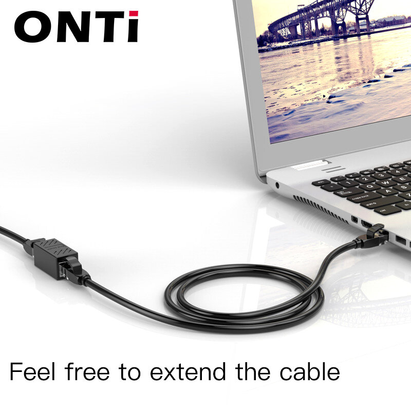 ONTi RJ45 złącze Cat7/6/5e Adapter sieci Ethernet 8P 8C przedłużacz sieci kabel przedłużający do kabel Ethernet żeński do żeńskiego