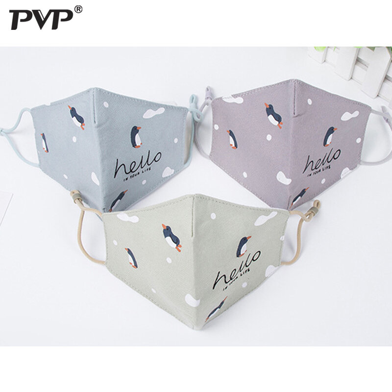 PVP 1Pcs Cotton PM2.5 Children's mask anti dust mask Activated carbon filter Windproof Mouth-muffle anime Masks Face masks