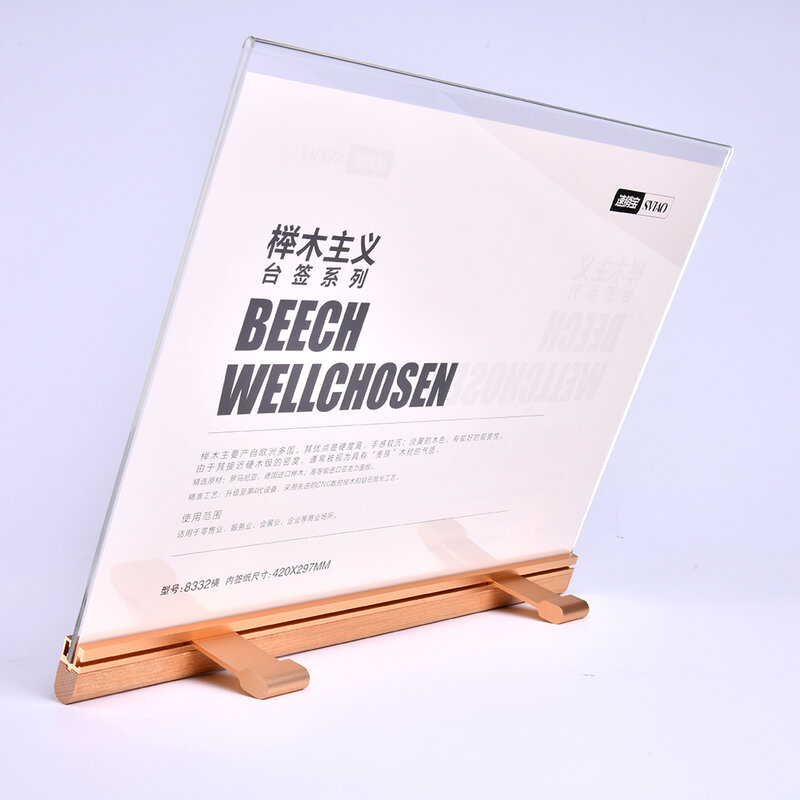 2022 high-end design desktop de madeira a4 display photo frame