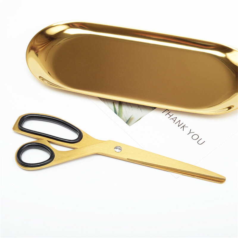 1 buah gunting emas alat pemotong rumah tangga kantor gunting pemotong pita kain asimetri pemotong penjahit gunting