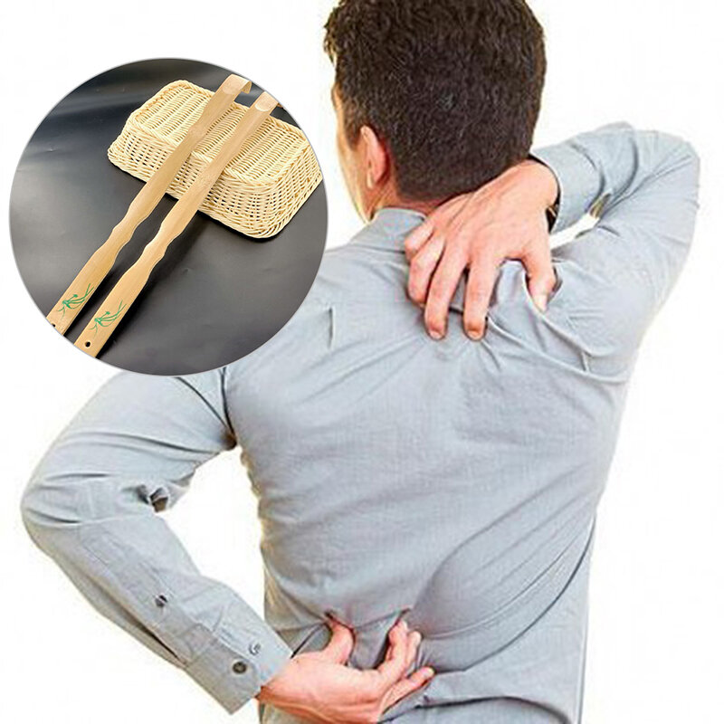 Rascador de espalda masajeador de bambú duradero, rodillo corporal de madera, 46cm de largo, 1 unidad