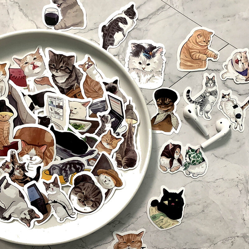 귀여운 고양이 동물 그래피티 스티커, 혼합 스타일 장난감, 여행 가방 노트북 자전거 수하물 자동차 스쿠터 스케이트보드 스티커, 10 개, 50/54 개