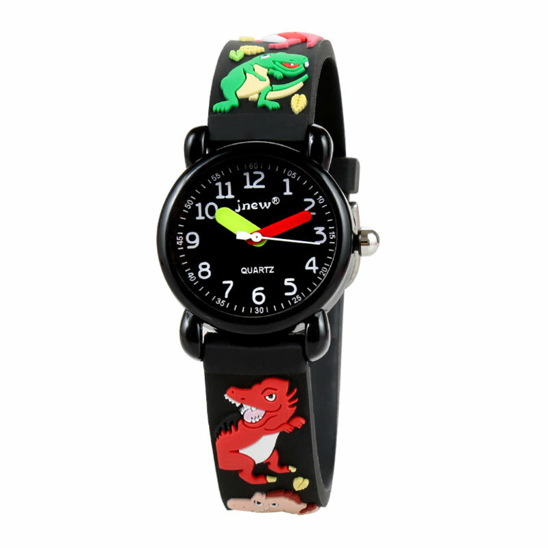 Relógio de quartzo à prova d'água para crianças, relógio fofo de dinossauro com desenho para aprender o tempo, presente de aniversário 2020