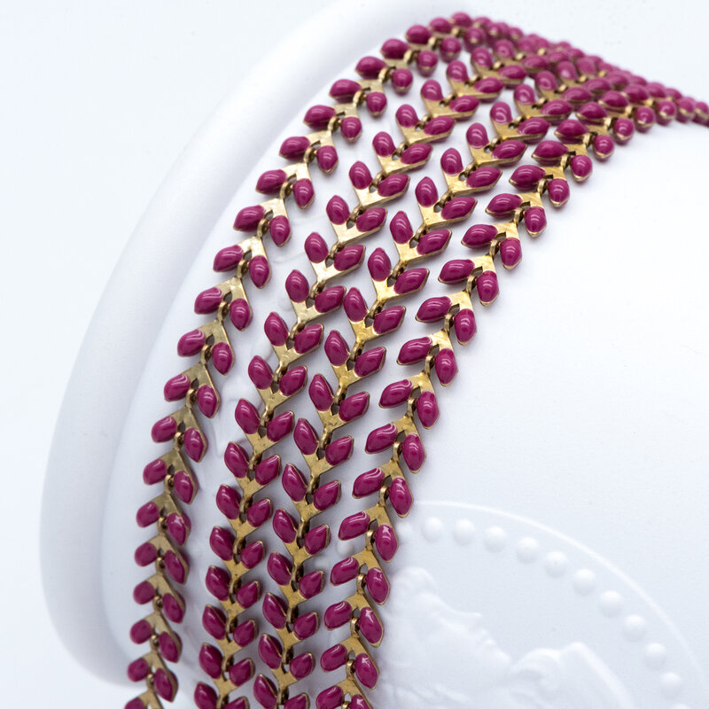 Purple Enamel Brass Arrow Chain 6mm, Flat Chain, Herringbone Fish bone Designer Chain For Fashion DIY Jewelry Making Supplies