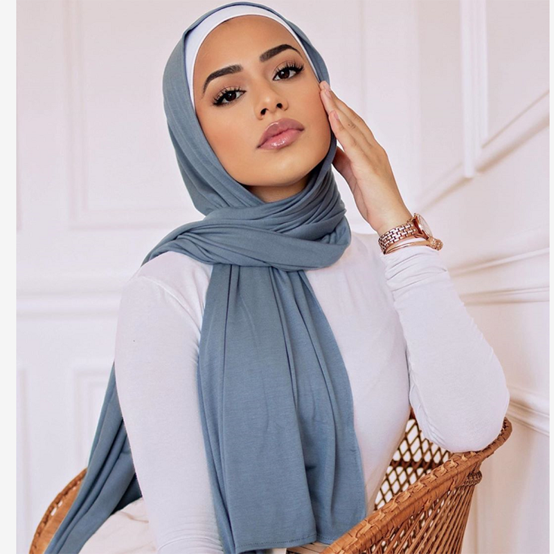 Mode Baumwolle Jersey Hijab Schal Frauen Muslimischen Schal Plain Weiche Turban Kopf Wraps Islamischen Afrika Stirnband Hijab Femme Musulman