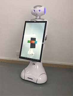 Voz inglês fala robô inteligência artificial educação robô usado na aplicação do museu da escola