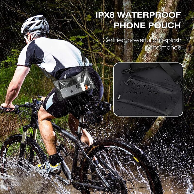 MoKo Waterproof Phone Pouch Wallet Bag, IPX8 Adjustable Sling Chest Crossbody Bag for Men Women Nylon Water-Resistant Dry Bag