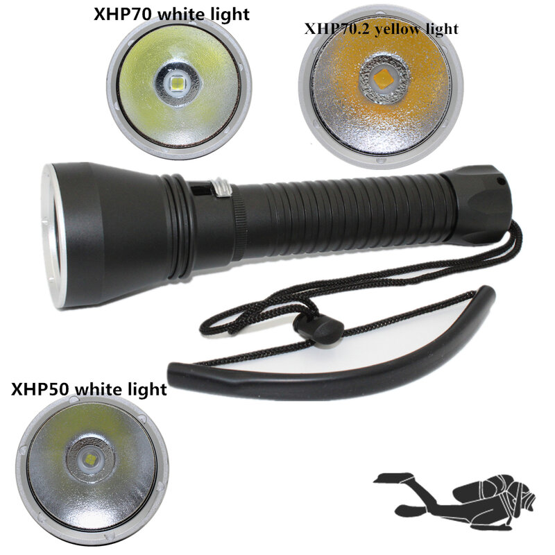 Linterna de buceo resistente al agua XHP70 4200LM XHP50 2600LM LED, luz de flash subacuática, lámpara de buceo 26650 18650