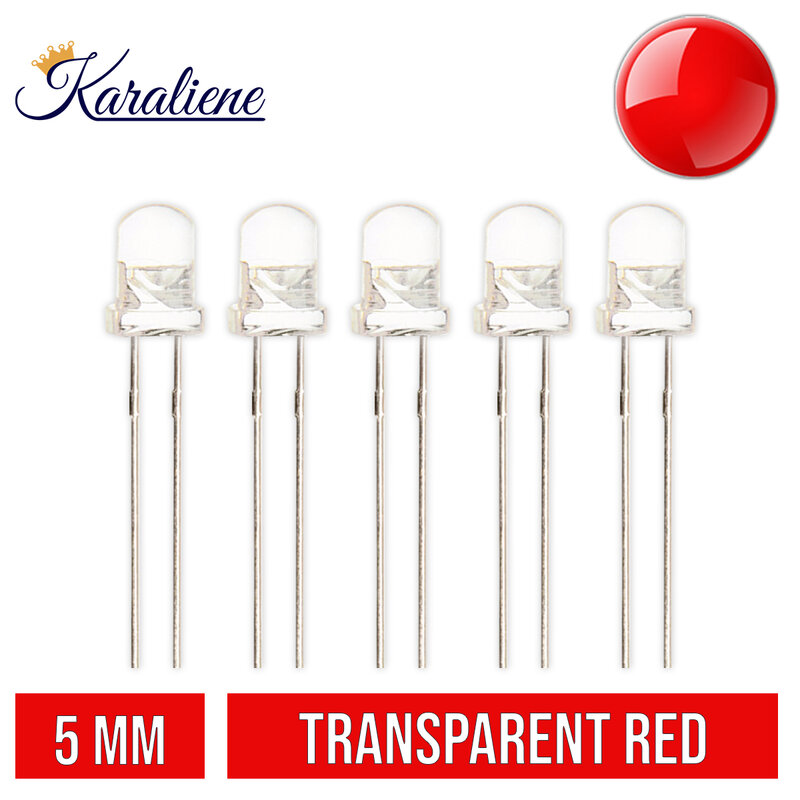 10pcs F5 Water Clear (Transparent) Round 5mm LED Light Emitting Diode Red Blue Green Orange Yellow White