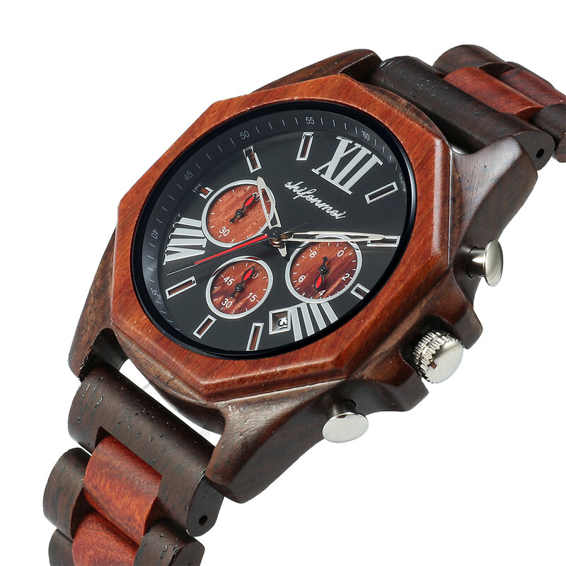 Relojes de cuarzo Shifenmei de madera de lujo para regalo de papá, reloj de mujer, se acepta logotipo grande de madera, relojes de pulsera de lujo de cuarzo superior