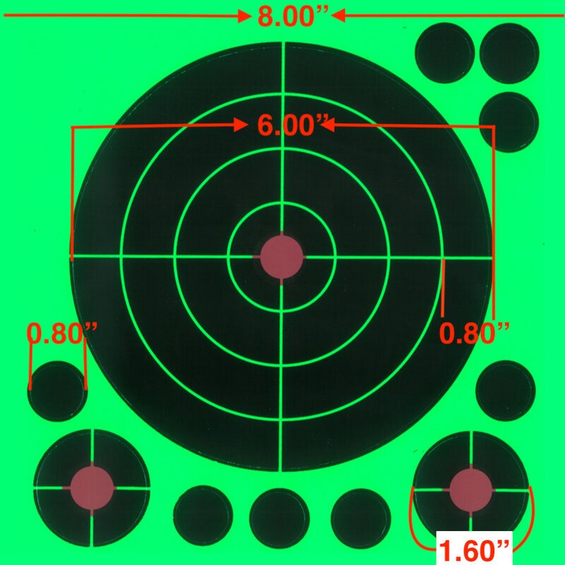 8 "x 8" samoprzylepne rozpryski Splash & Reactive (wpływ kolorów) zielone naklejki strzelanie cele (byki-oczy) 25 sztuk w opakowaniu