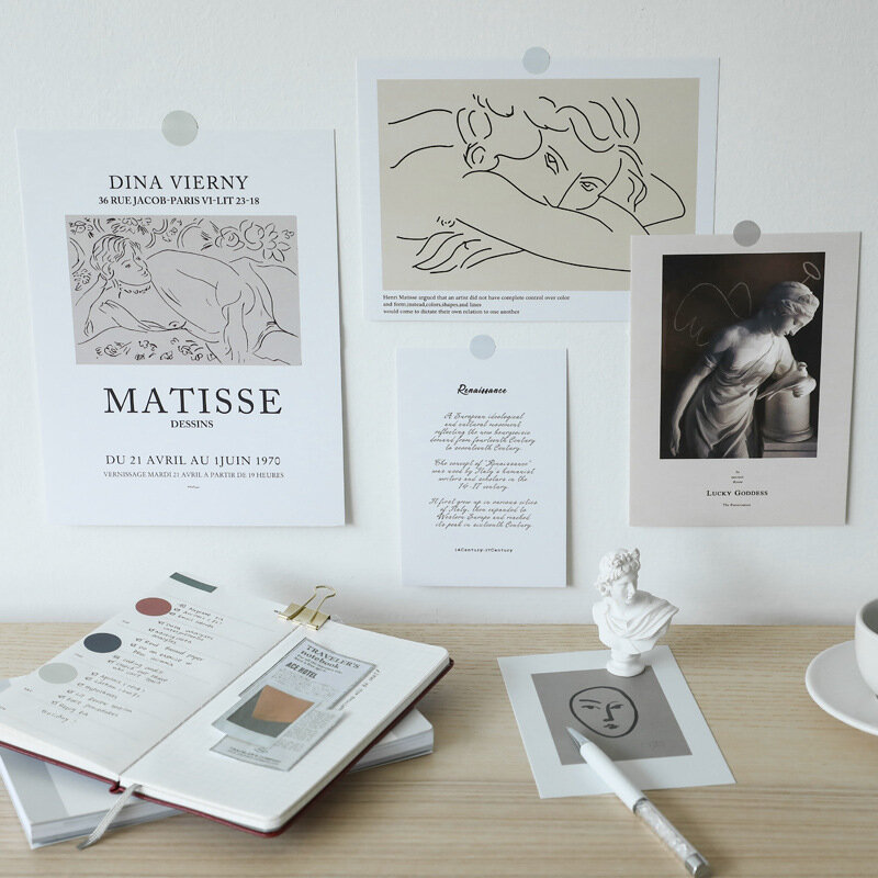 Pegatina de pared de postal de arte Simple nórdico, accesorios de fotografía Diy, fondo blanco, colocación, tarjeta de decoración de habitación, tarjeta de felicitación
