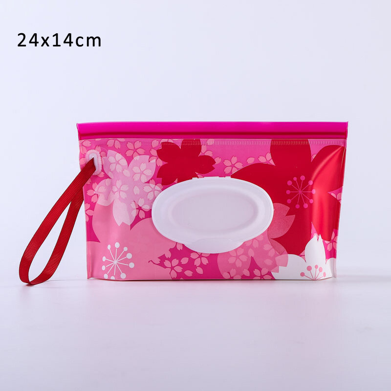 Infant EVA Wipes Container Wet Wipe Bag Eco-friendly Slim Ziplock Cleaning Wipes Case Reusable Portable Cartoon Pattern 24*14CM
