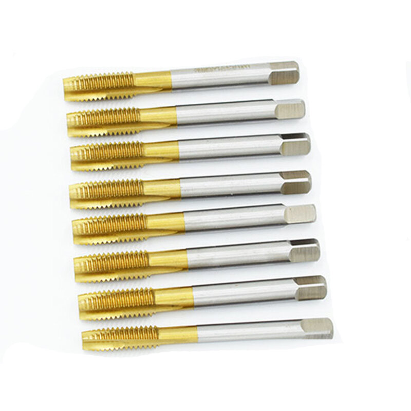 Set Alat Tap Sekrup Plug Thread Spiral Point Baja Kecepatan Tinggi Berlapis Titanium Pipa dan Cetakan Bulat Ejeksi Chip Depan