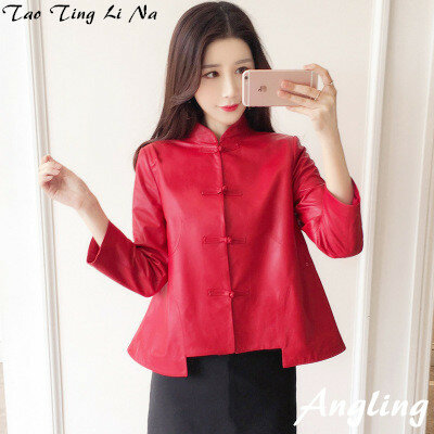 Tao Ting Li Na – veste en cuir de mouton véritable pour femme, vêtement de printemps, e14