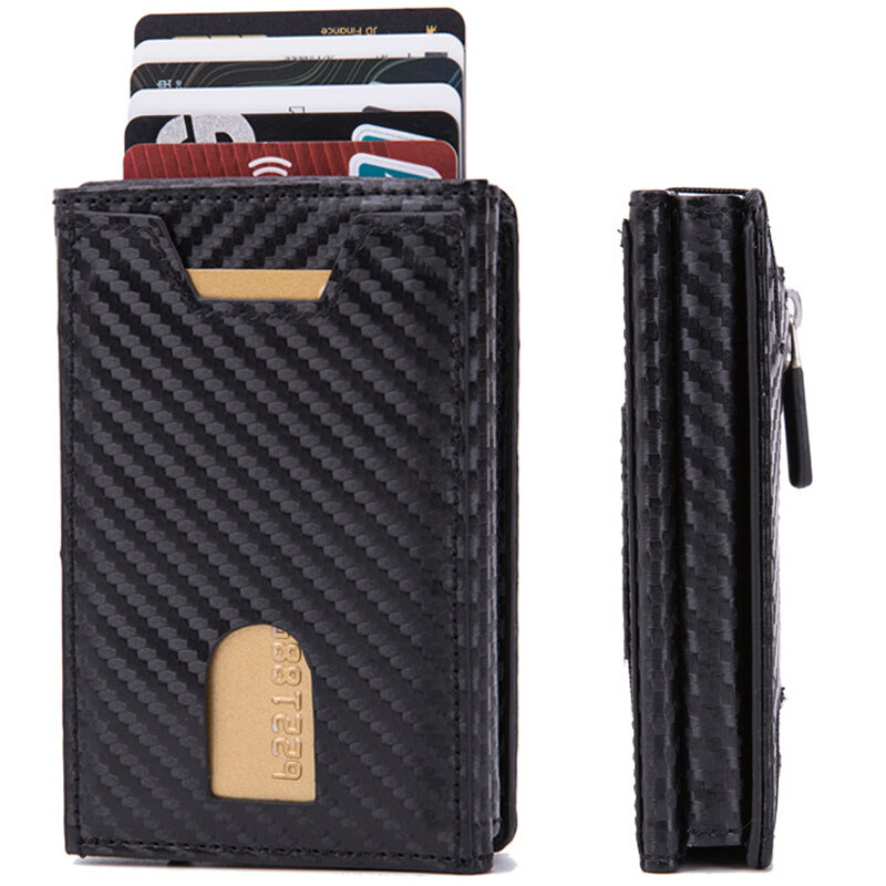 남성용 맞춤형 각인 지갑, 신용 카드 홀더, RFID 차단, 도난 방지 가죽 지갑, ID 창 동전 주머니 가방