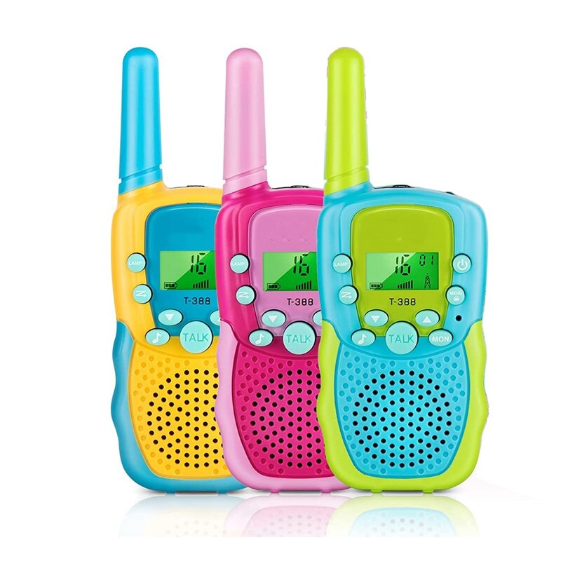 3 pcs walkie talkies para crianças, 3 km de escala interior ao ar livre atividade caule brinquedos, presentes de aniversário para meninos e meninas