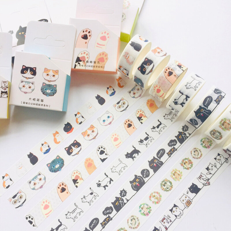 Cute Kawaii Adorable Cat Adhesive Paper Washi Tape Masking Tape DIY Scrapbooking Stick Label