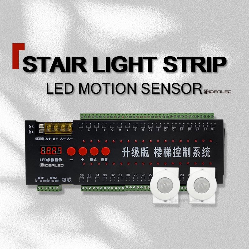 Pir sensor luzes da escada 36 canal tira controlador 2 em 1 tira de luz auto luz da noite flexível tira led fita luzes passo lâmpada