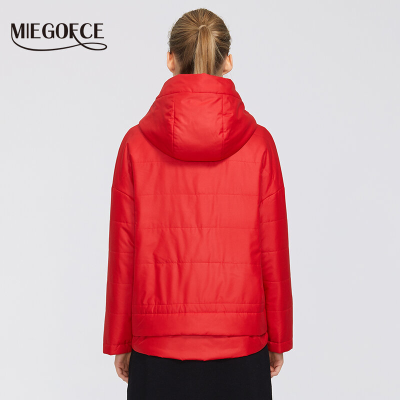 MIEGOFCE 2020 Spring Collection Women’s Cotton Short Jacket with a Hood Zipper Coat with Pockets Classic Women’s Warm Jacket