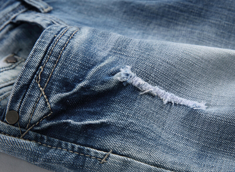 Męskie jeansy 2020 klasyczne rozciągliwe spodnie dżinsowe porysowane projektant proste Slim Fit elastyczne dżinsy męskie Streetwear dżinsy