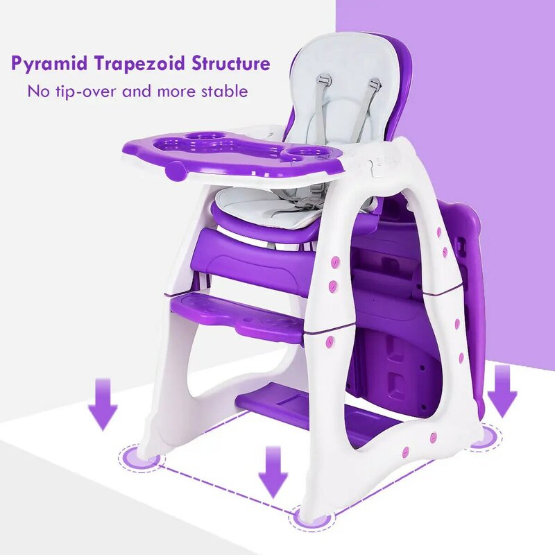 3 in 1 Baby High Chair Convertible Play Table Seat Booster Toddler Tray