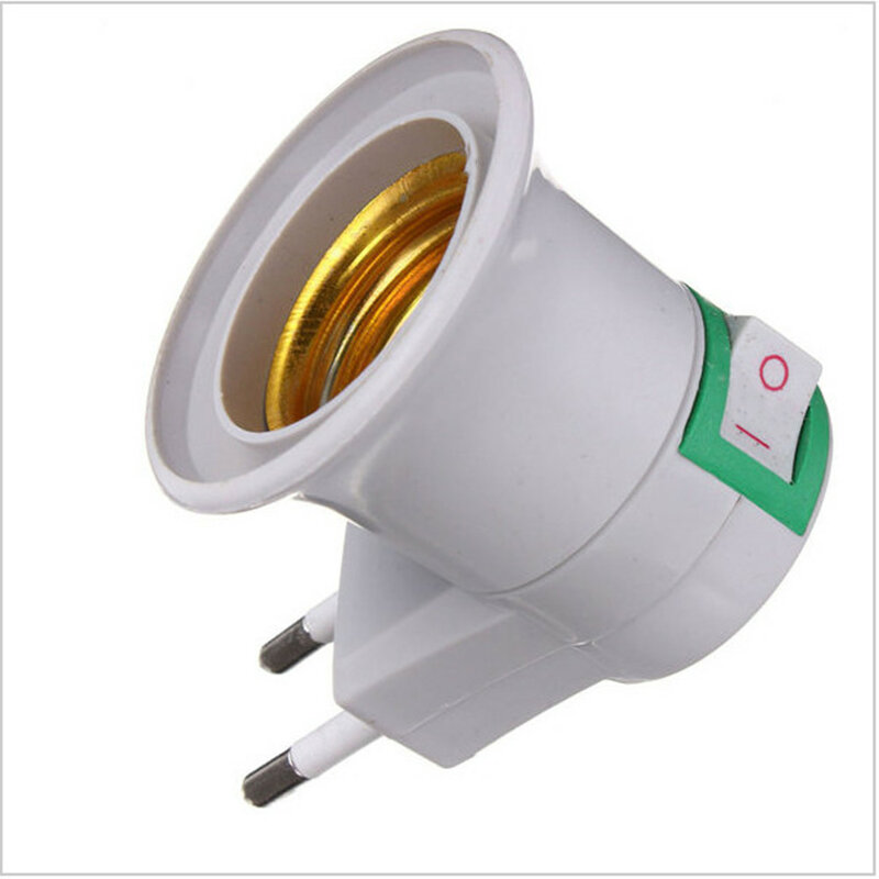1Pcs Gratis Verzending E27 Eu Plug Adapter Met Power On-Off Schakelaar E27 Socket Lampvoet Lamp socket