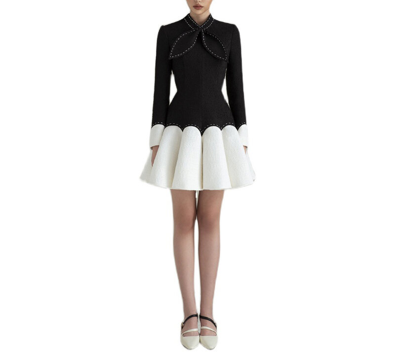 Robe de luxe bouffante pour petite boutique de tailleur, robes semi-formelles, robe de princesse, noir et blanc, léger, 600