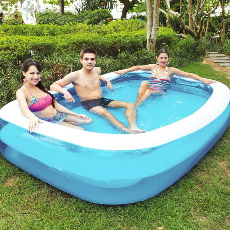 Summer Inflatable Swimming Pool Thicken PVC Rectangle Bathing Adults Kids Tub Comfortable Children Portable Elements