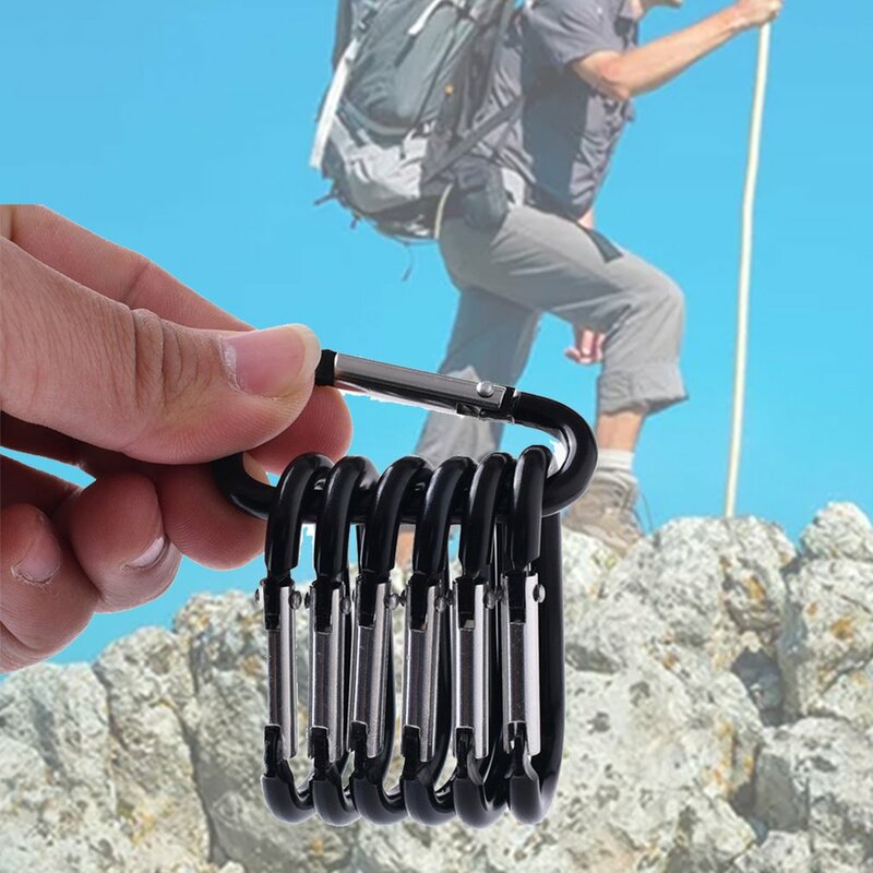 Premium preto liga de alumínio d mosquetão primavera mosquetão ganchos chaveiro escalada nova escalada ao ar livre acampamento caminhadas