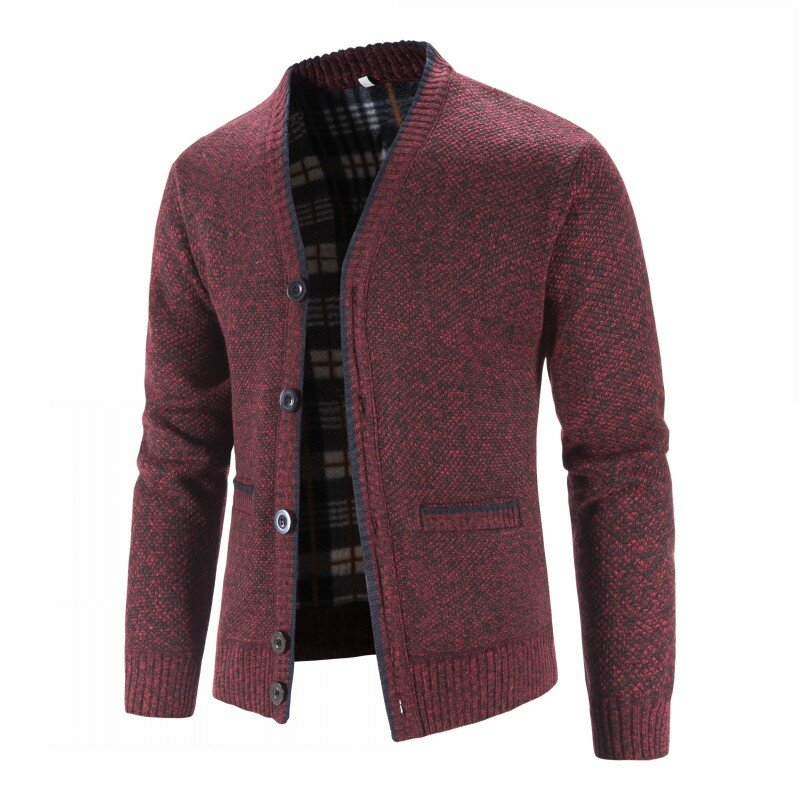 Suéter masculino de malha grossa com gola V, casaco quente casual, roupas da moda masculina, outono, inverno, 2024