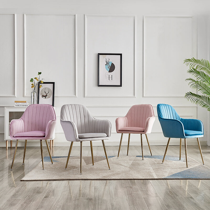 Nordic krzesło do jadalni ergonomiczny luksusowy fotel aksamitny relaksujący krzesło do poczekalni oparcie różowy makijaż miękki stołek meble restauracyjne