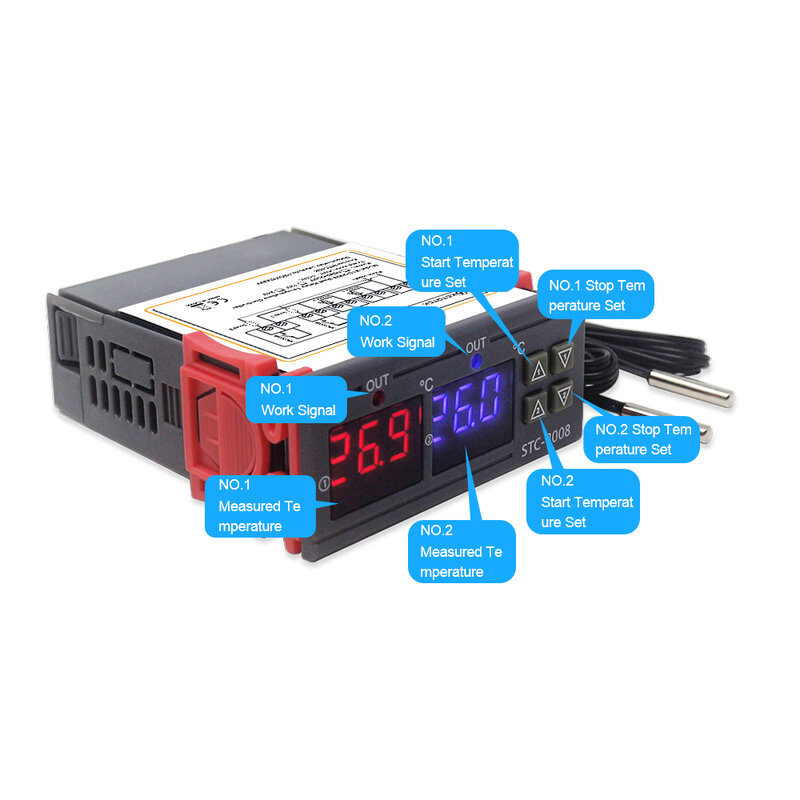 Digitale Temperatur Controller Inkubator Thermostat STC 1000 3008 W1029 12V 24V 220V Temperaturregler