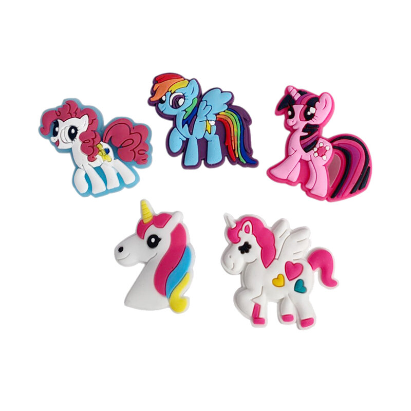 1PCS Unicorn Ponys PVC Shoe Charms Shoe Buckles Accessories Fit Bands Bracelets ,Kids Party Shoes accessoriesX-mas Gifts