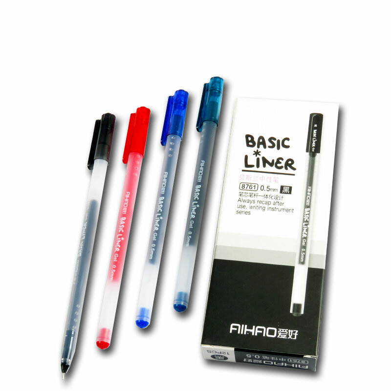 Juego de bolígrafos de Gel japoneses de gran capacidad para oficina, suministros escolares, papelería de examen, 0,5mm, negro/rojo/azul, 12 unidades por lote