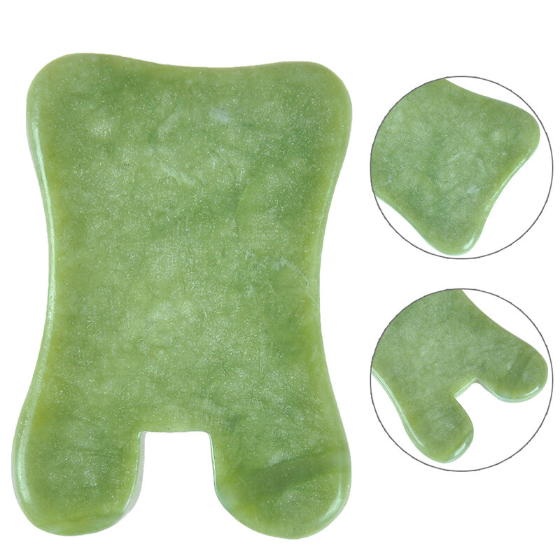 Gua Sha-Rodillo verde 2 en 1, herramientas de mano con raspador de Jade Natural, masajeador con piedras para cara, cuello, espalda y Jawline