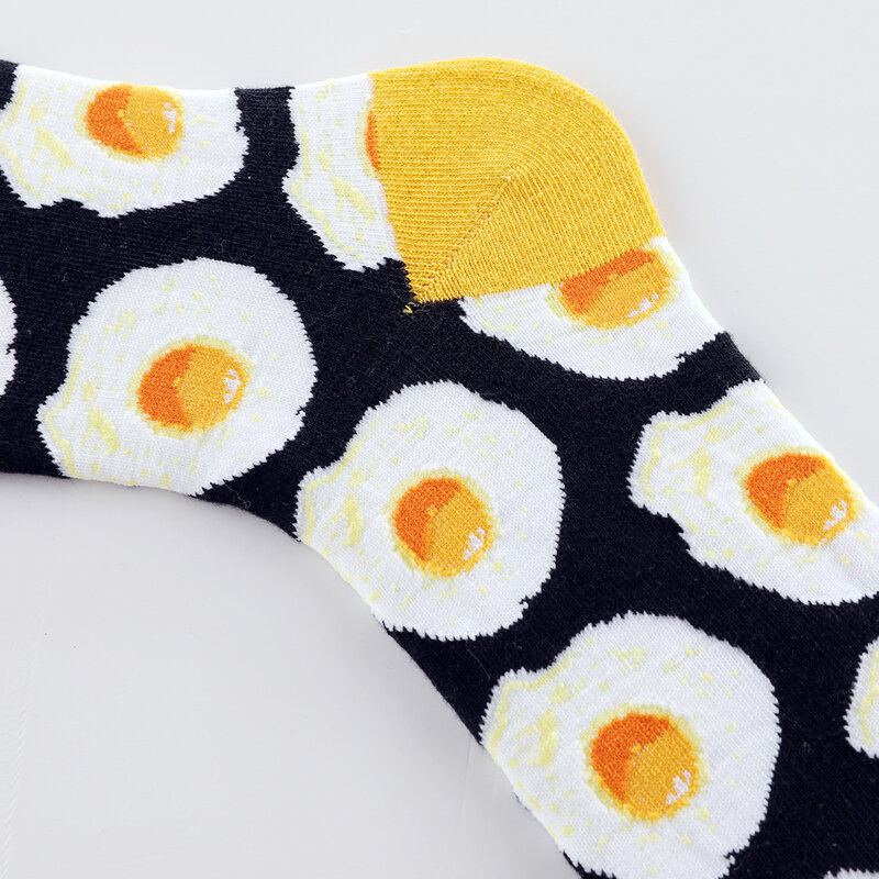 1 par penteado meias de algodão masculino engraçado abacate omelete limão frutas meias harajuku inverno feliz meias casuais calcetines hombre