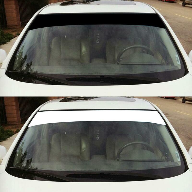 Tira de Banner de parabrisas de vinilo de 6x60 pulgadas, pegatina de rayas de carreras, pegatina decorativa para ventana de coche, visera solar, pegatina en blanco