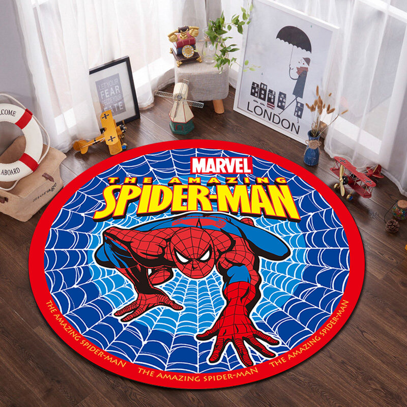 Disney Kids Playmat 100x100cm Mats Anti Slip Mat Cartoon Spiderman Printed Pattern  Rug for Bathroom Door Living Room Gift