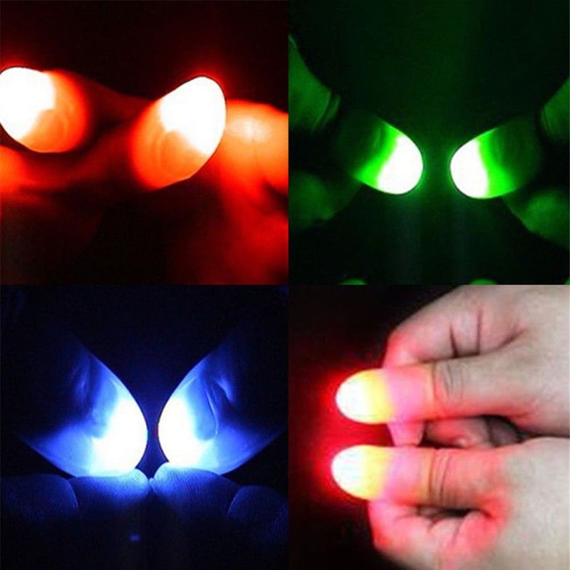 ขายร้อน2Pcs Magic LED Super Bright LED Light Up Thumbs นิ้วมือเคล็ดลับปรากฏแสง Close Up Light-Up ของเล่น
