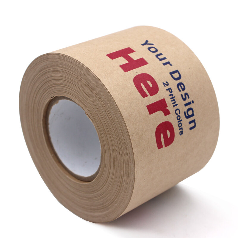 10 rollos 72mm X 90m personalizado impreso estándar cinta de papel engomado para embalaje de Pulp100GMS de madera activada por agua