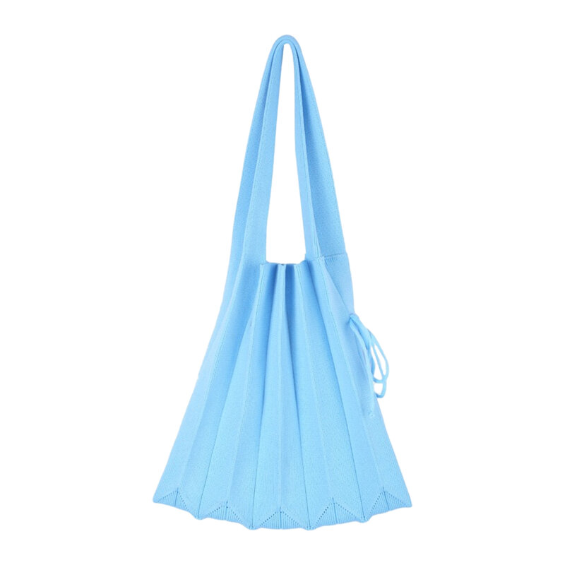 Мягкая вязаная плиссированная сумка, женская модная сумка на шнурке ручной работы