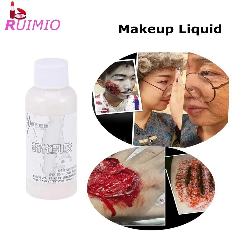 1 Bottle Makeup Liquid Latex Halloween Mask Old Age Wrinkle Makeup Latex For Performance Cosplay Body Painted Liquid Latex