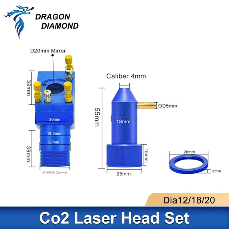 Набор лазерных головок K40, диаметр 12/18/20 мм , FL 50,8 мм , лазерный гравер для лазерного гравировального станка 2030 4060 CO2