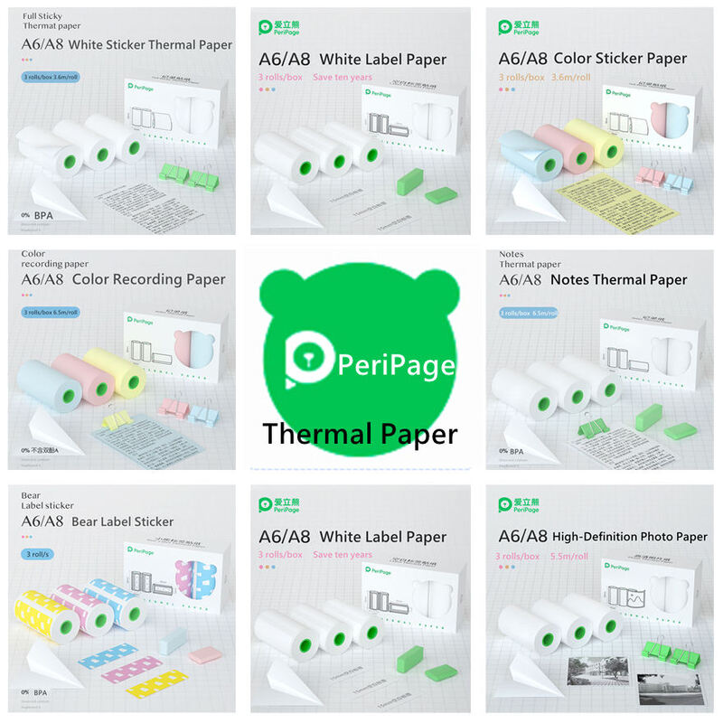 Peripage samoprzylepny papier termiczny do druku etykieta samoprzylepna papiery przezroczysty druk do drukarki Papeang Poooli do telefonu Photo Papie