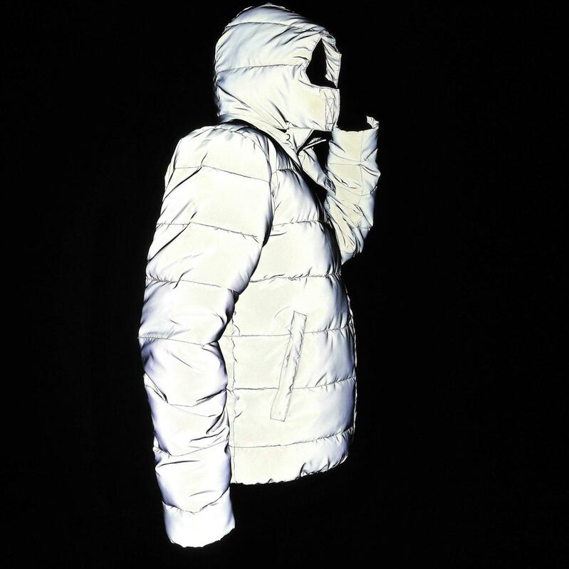 Winter Warme Reflektierende Jacke Mantel Frauen Männer Dicke Baumwolle Gepolsterte Outwear Nacht Jogger Mit Kapuze Parka Große Größe Hip Hop Streetwear