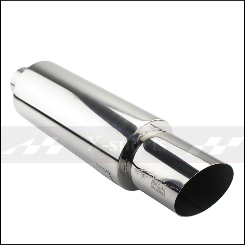 Car Styling Exhaust System Pipe Tail Universal Racing Muffler High Quality Stainless Steel 63 or 76 To 101mm Mufflers Silver