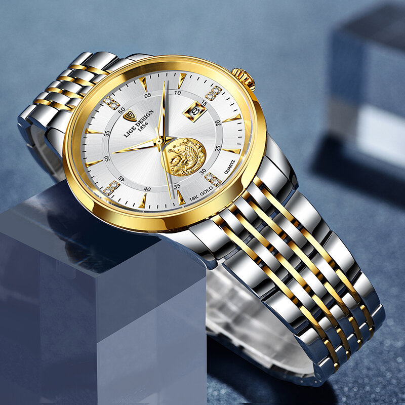 Luik Horloge Mannen Top Brand Luxe Rvs Waterdicht Quartz Horloges Voor Mannen Fashion Goldfish Ontwerp Horloge Relogio + Box